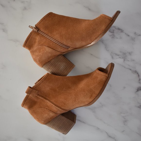 Aldo brown suede open toe ankle booties with heels - Picture 2 of 7